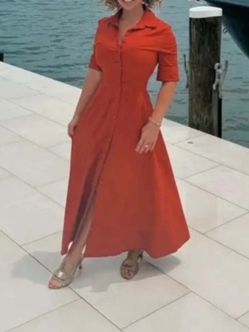 Staud JOAN MAXI DRESS RUST Sz 4